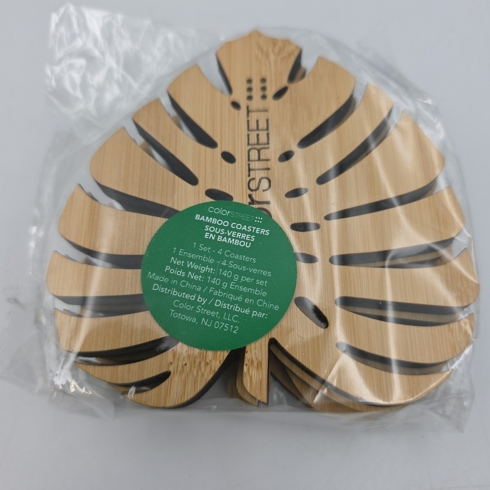 Color Street Coasters Bamboo Palm Leaves Monstera Leaves Set of 4 - NEW